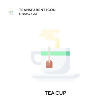 Çay fincanı vektör simgesi. Düz çizim. EPS 10 vektörü.