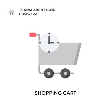 Alışveriş arabası vektör ikonu. Düz çizim. EPS 10 vektörü.