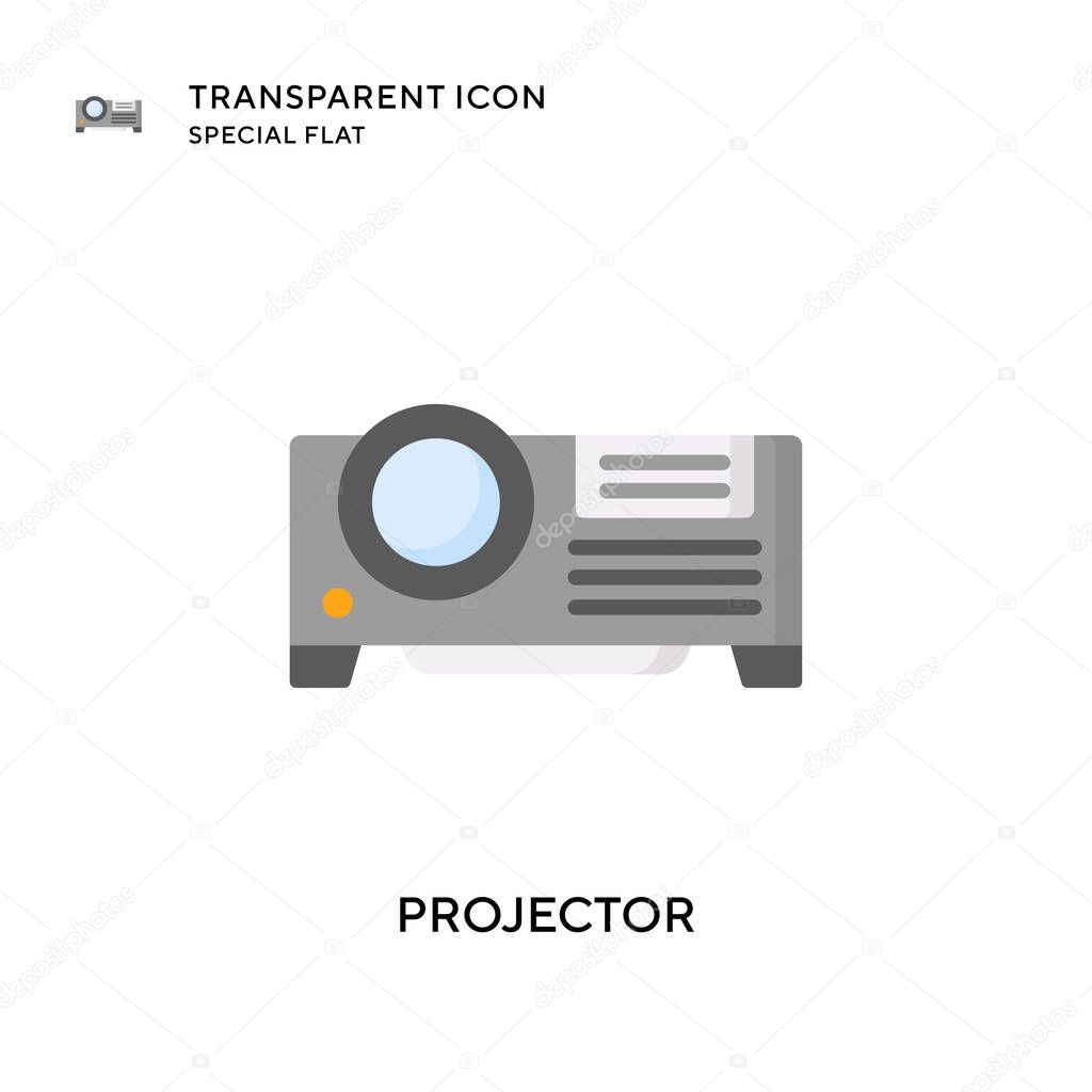 Projector vector icon. Flat style illustration. EPS 10 vector.