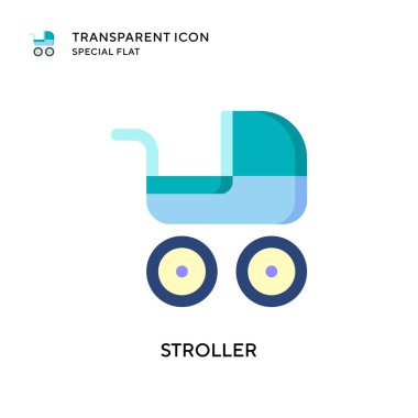 Stroller vektör simgesi. Düz çizim. EPS 10 vektörü.