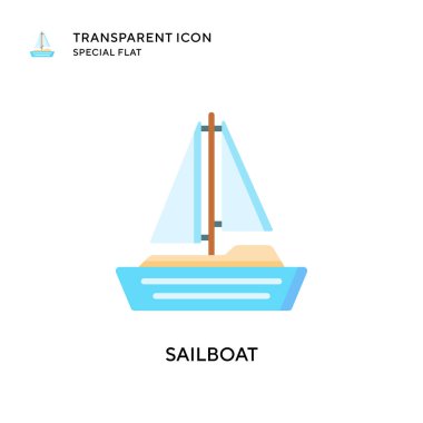 Yelkenli vektör simgesi. Düz çizim. EPS 10 vektörü.