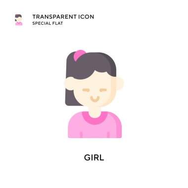 Kız vektör simgesi. Düz çizim. EPS 10 vektörü.