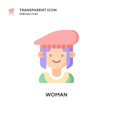 Kadın vektör simgesi. Düz çizim. EPS 10 vektörü.