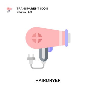 Saç kurutma makinesi vektör simgesi. Düz çizim. EPS 10 vektörü.