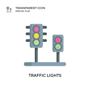 Trafik ışıkları vektör simgesi. Düz çizim. EPS 10 vektörü.