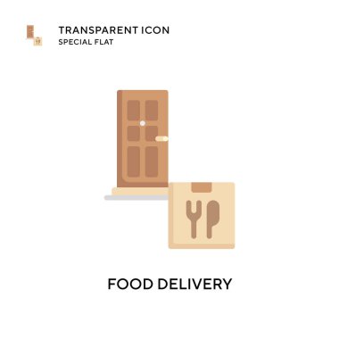 Yemek teslimatı vektör ikonu. Düz çizim. EPS 10 vektörü.