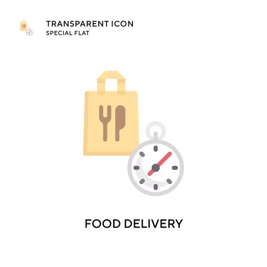 Yemek teslimatı vektör ikonu. Düz çizim. EPS 10 vektörü.