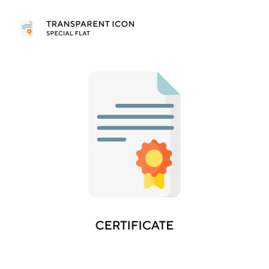 Sertifika vektör simgesi. Düz çizim. EPS 10 vektörü.