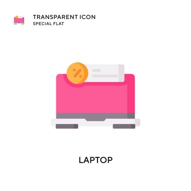 Laptop vektör simgesi. Düz çizim. EPS 10 vektörü.