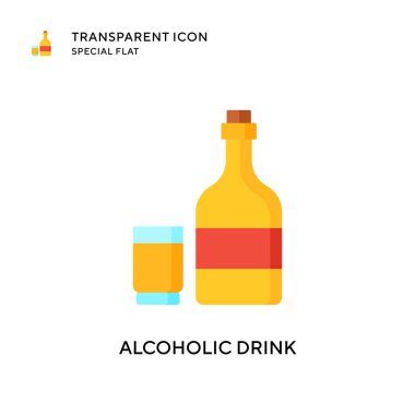 Alkolik içecek vektör ikonu. Düz çizim. EPS 10 vektörü.