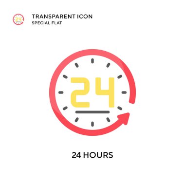 24 saat vektör simgesi. Düz çizim. EPS 10 vektörü.