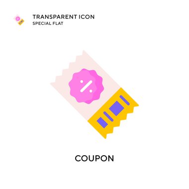 Kupon vektör simgesi. Düz çizim. EPS 10 vektörü.