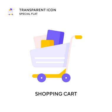 Alışveriş arabası vektör ikonu. Düz çizim. EPS 10 vektörü.