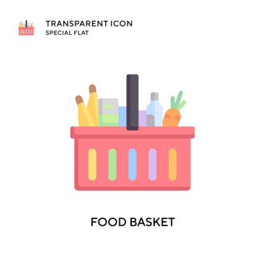 Yemek sepeti ikonu. Düz çizim. EPS 10 vektörü.