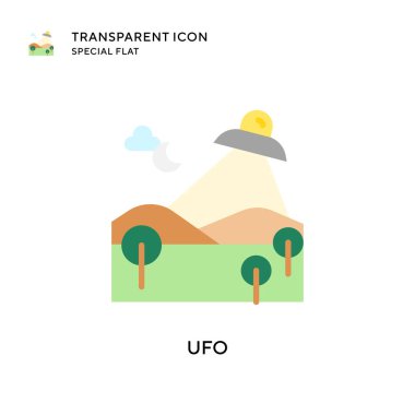 Ufo vektör simgesi. Düz çizim. EPS 10 vektörü.