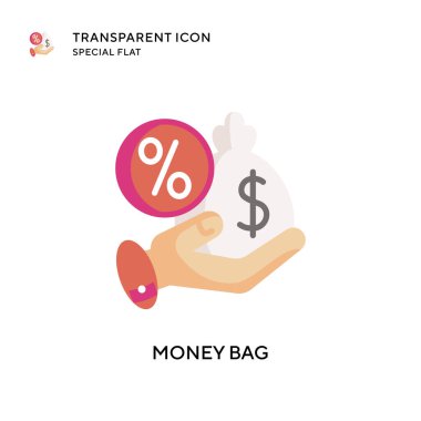 Para çantası vektör simgesi. Düz çizim. EPS 10 vektörü.