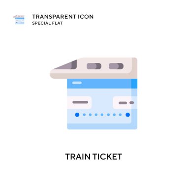 Tren bileti vektör simgesi. Düz çizim. EPS 10 vektörü.