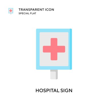 Hastane işareti vektör ikonu. Düz çizim. EPS 10 vektörü.