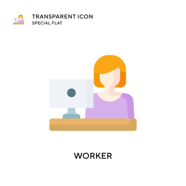 İşçi vektör simgesi. Düz çizim. EPS 10 vektörü.