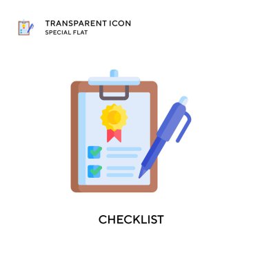 Kontrol listesi vektör simgesi. Düz çizim. EPS 10 vektörü.