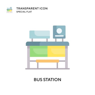 Otobüs durağı vektör simgesi. Düz çizim. EPS 10 vektörü.