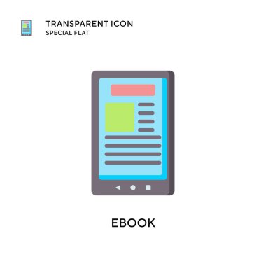 Ebook vektör simgesi. Düz çizim. EPS 10 vektörü.