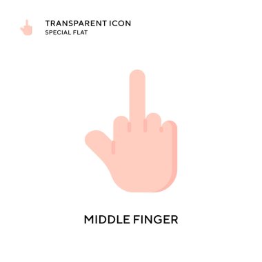 Orta parmak vektör simgesi. Düz çizim. EPS 10 vektörü.