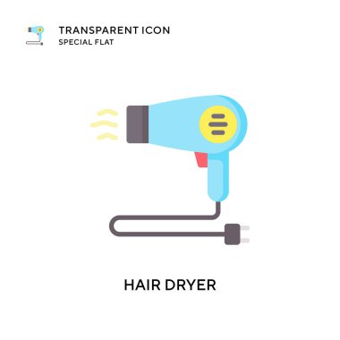 Saç kurutma ikonu. Düz çizim. EPS 10 vektörü.