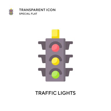Trafik ışıkları vektör simgesi. Düz çizim. EPS 10 vektörü.