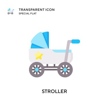 Stroller vektör simgesi. Düz çizim. EPS 10 vektörü.