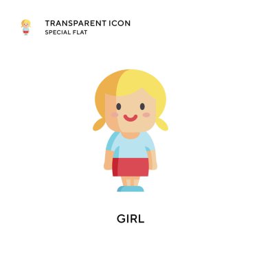 Kız vektör simgesi. Düz çizim. EPS 10 vektörü.