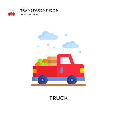 Kamyon vektör simgesi. Düz çizim. EPS 10 vektörü.