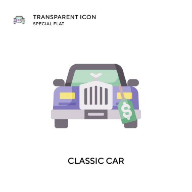 Klasik araba vektör simgesi. Düz çizim. EPS 10 vektörü.