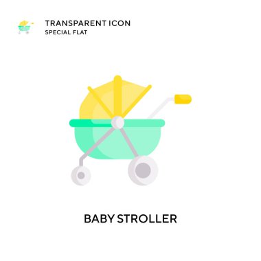Bebek arabası taşıyıcı ikonu. Düz çizim. EPS 10 vektörü.