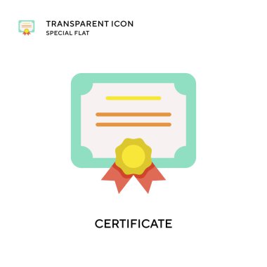 Sertifika vektör simgesi. Düz çizim. EPS 10 vektörü.