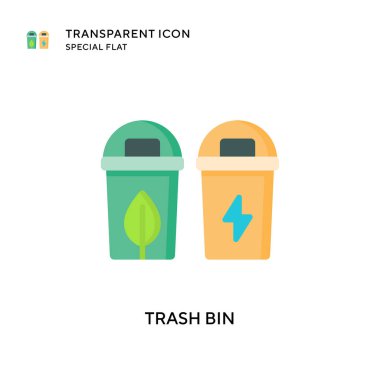 Çöp kutusu vektör simgesi. Düz çizim. EPS 10 vektörü.