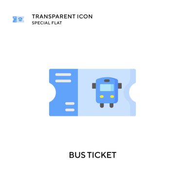 Otobüs bileti vektör simgesi. Düz çizim. EPS 10 vektörü.