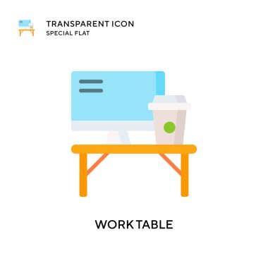 Çalışma tablosu vektör simgesi. Düz çizim. EPS 10 vektörü.