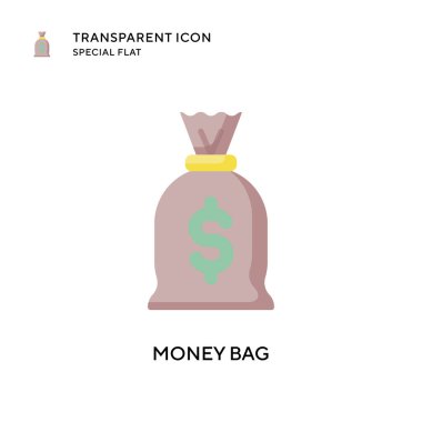 Para çantası vektör simgesi. Düz çizim. EPS 10 vektörü.