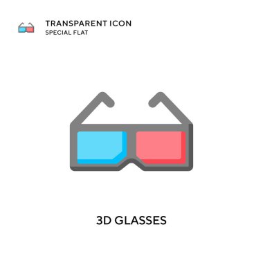 3D gözlük vektör simgesi. Düz çizim. EPS 10 vektörü.