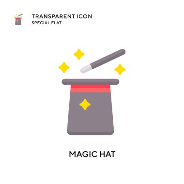Sihirli şapka vektör simgesi. Düz çizim. EPS 10 vektörü.