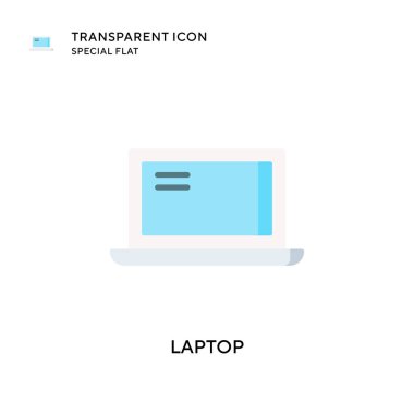 Laptop vektör simgesi. Düz çizim. EPS 10 vektörü.