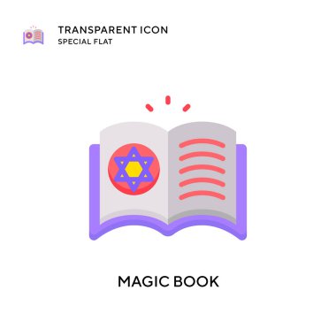 Sihirli kitap vektör ikonu. Düz çizim. EPS 10 vektörü.