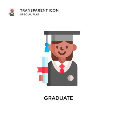 Mezuniyet vektör simgesi. Düz çizim. EPS 10 vektörü.