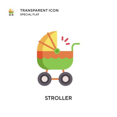 Stroller vektör simgesi. Düz çizim. EPS 10 vektörü.