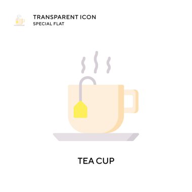 Çay fincanı vektör simgesi. Düz çizim. EPS 10 vektörü.