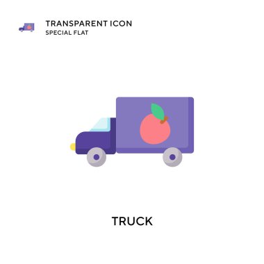 Kamyon vektör simgesi. Düz çizim. EPS 10 vektörü.