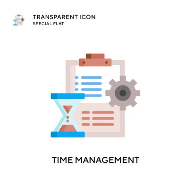 Zaman yönetimi vektör simgesi. Düz çizim. EPS 10 vektörü.