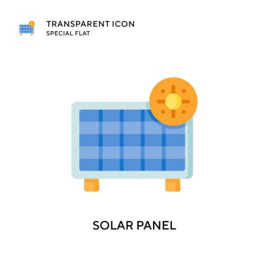 Güneş paneli vektör simgesi. Düz çizim. EPS 10 vektörü.