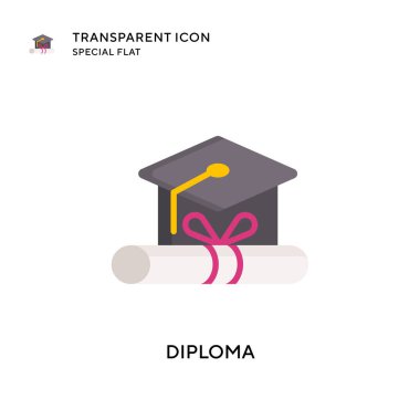 Diploma vektör simgesi. Düz çizim. EPS 10 vektörü.